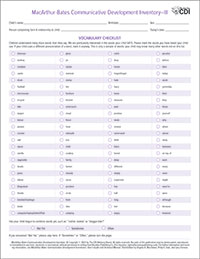 MacArthur-Bates Communicative Development Inventory - III (CDI-III) E-Form