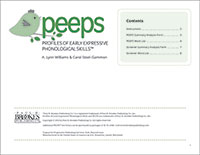 Profiles of Early Expressive Phonological Skills (PEEPS) Forms